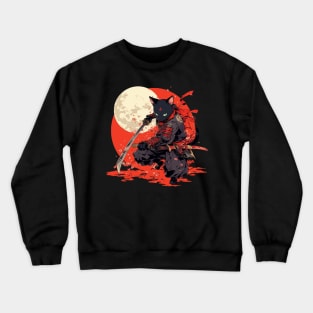 samurai cat Crewneck Sweatshirt